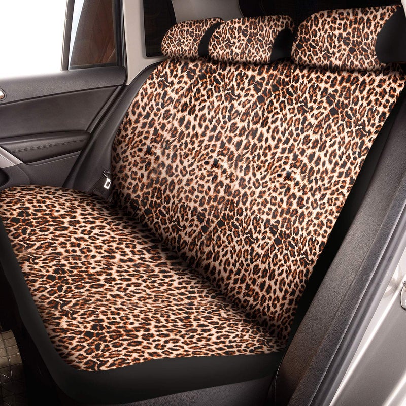 Frienda 13 Pieces Leopard Print Car Seat Covers Full Set, Leopard Accessories Set, Covers Steering Wheel Cover, Seat Pads Armrest Pad Cover Seat Belt Pads and Keychain Wrist Holder - Image 3
